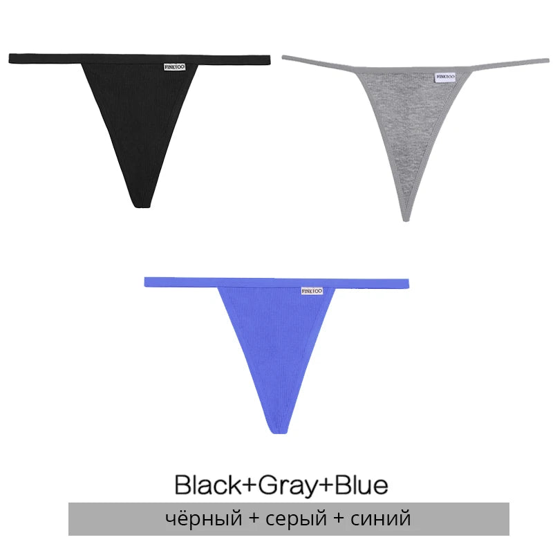 Cotton Thongs 3-Pack Set - Low-Rise Comfortable Underwear