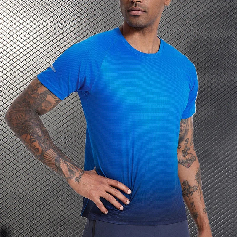 Men's Ice Silk Short Sleeve Running Exercise Sweatshirt Training  Sports T-Shirt