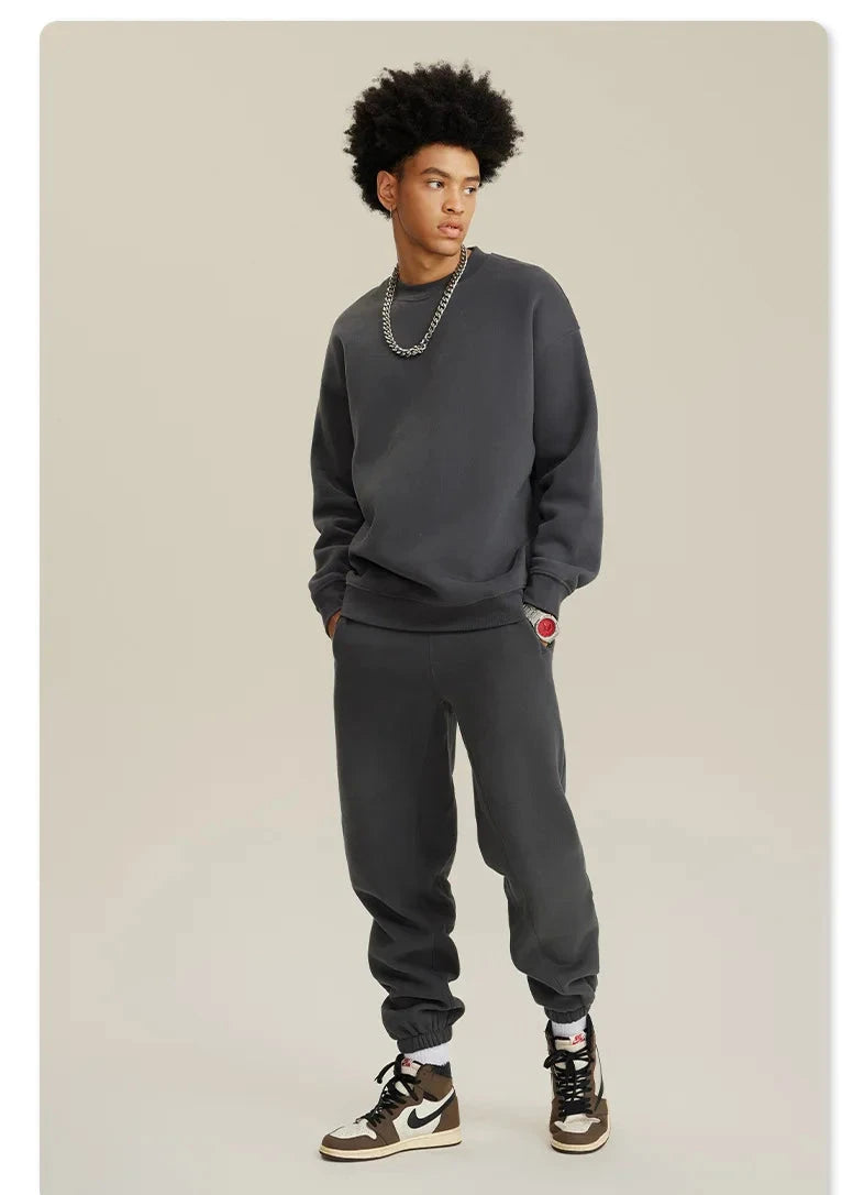 Unisex Round Neck Oversized Sweatshirt and Joggers Set