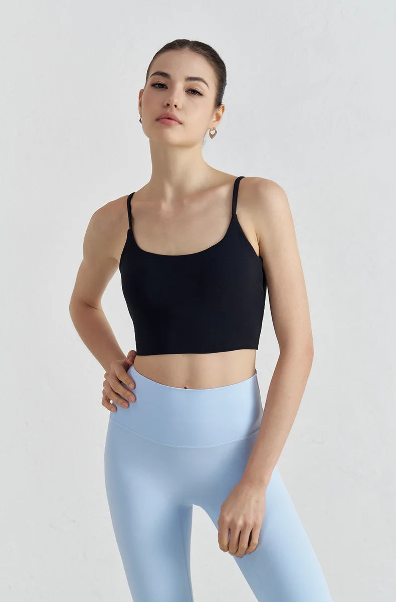 Bowknot Back Sports Bra - Thin Strap Yoga Fitness Bra with Elastic Support