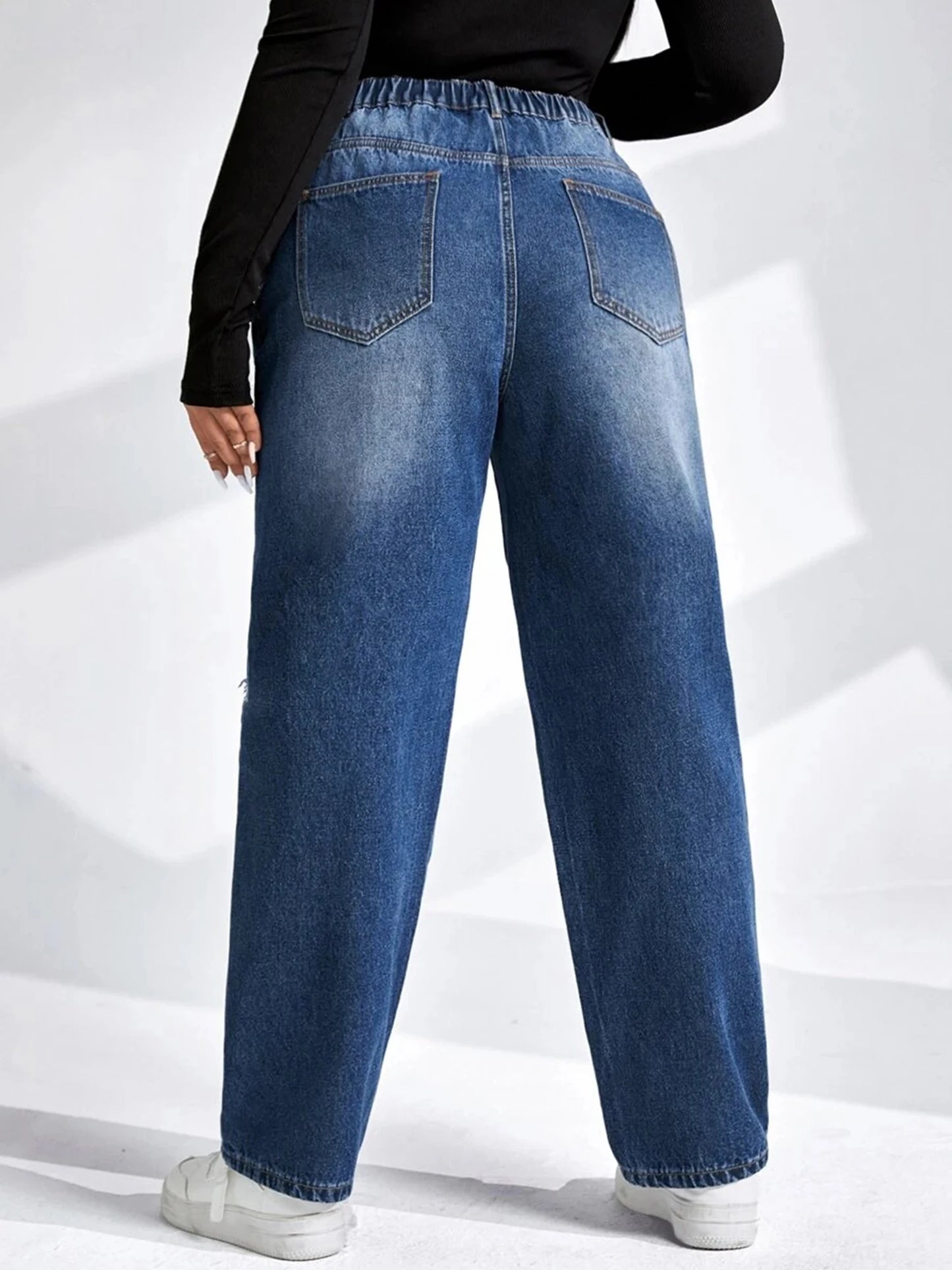 Women's Plus Size Tapered Full Length Harem High Denim Jeans