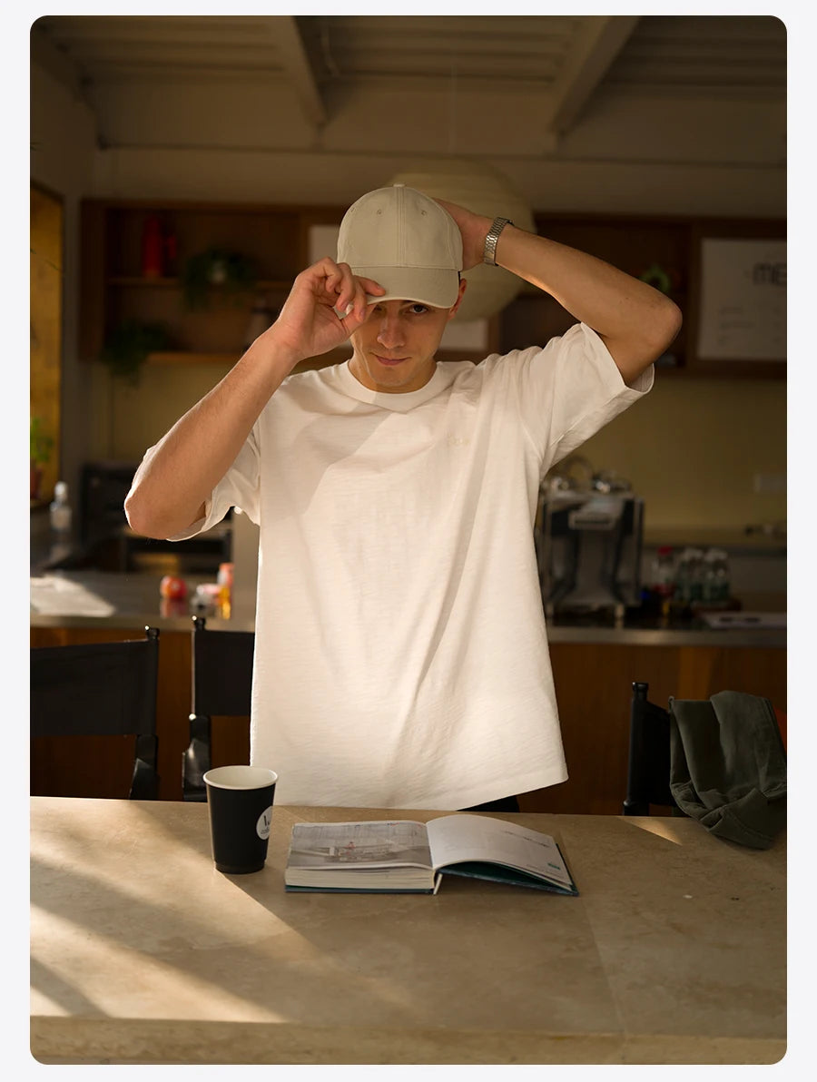 Heavyweight 300gsm Slub Cotton Oversized T-Shirt with Letter Embroidery