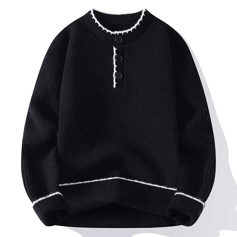 Men's Casual Knit Sweater - Long Sleeve O-Neck Pullover for Autumn Winter