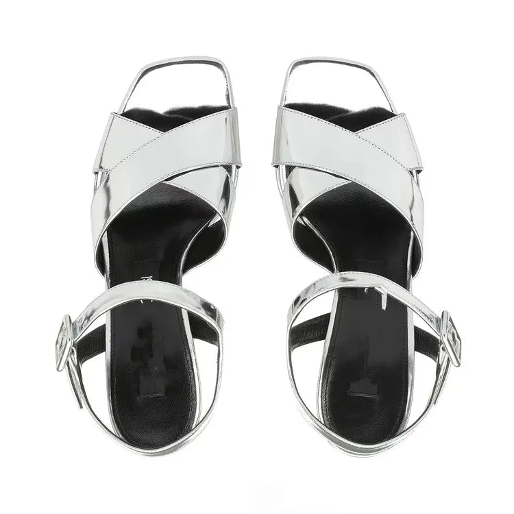 Women's Butterfly Rhinestone Thick Heel Sandals - Open Toe Party Shoes