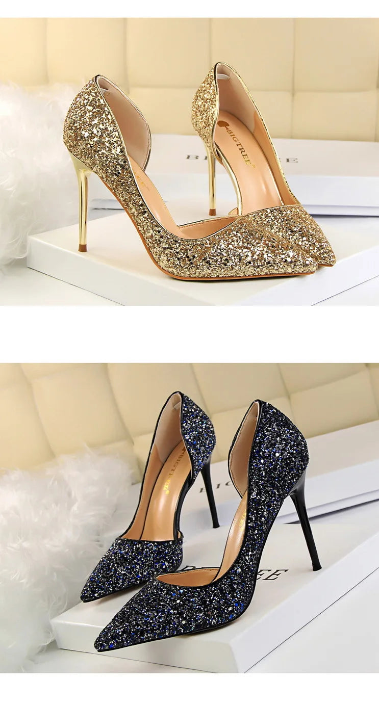 Women's Sequin Stiletto High Heels Shoes