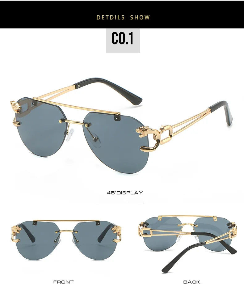 Unisex 2 Pairs Per Set Rimless Gradient Double Bridge Sunglasses