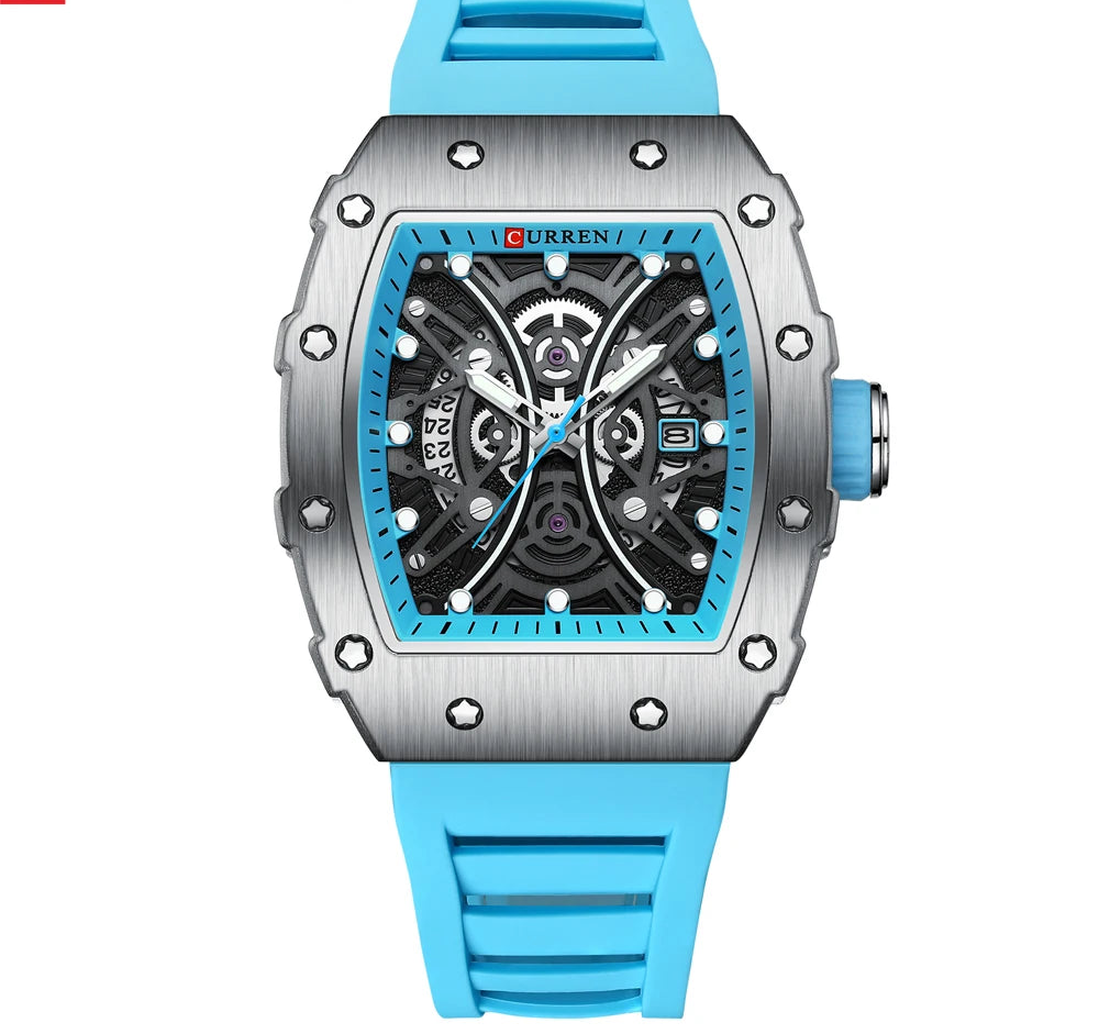 Men's 3D Quartz Stainless Steel Watch - Waterproof with Silicone Strap