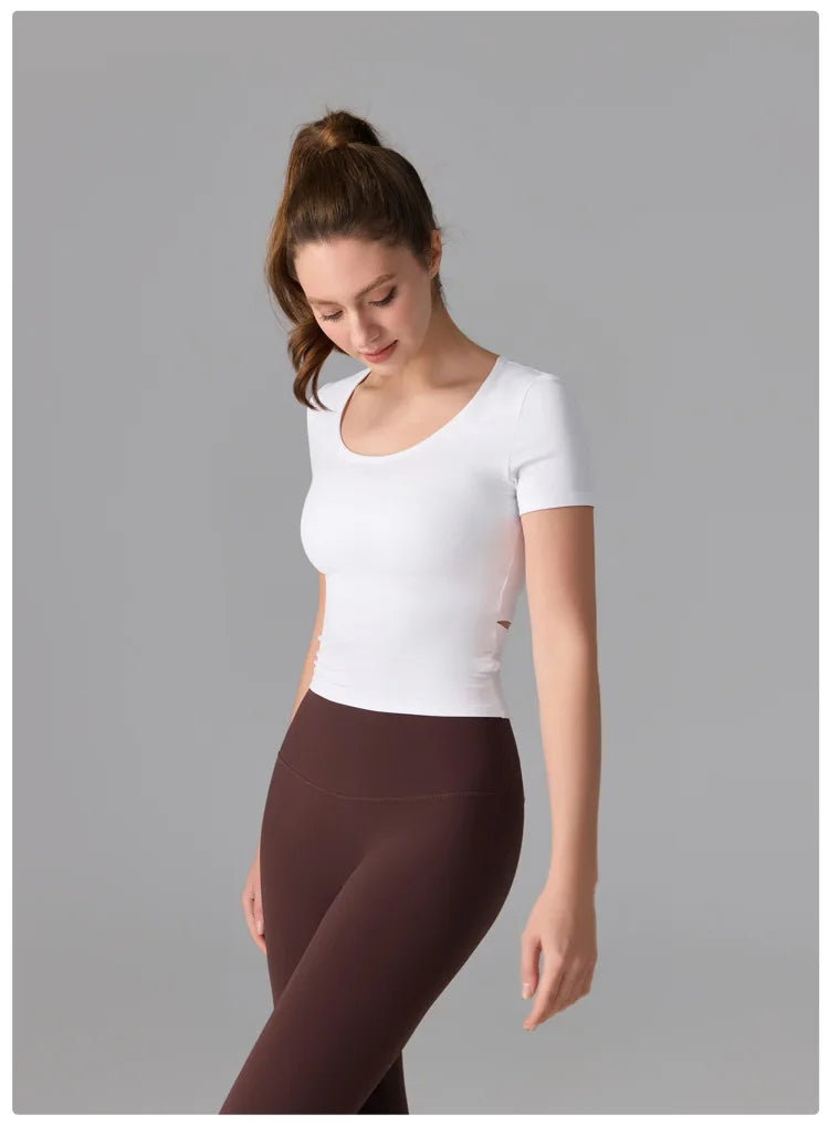 Women's Slim Fit Workout T-Shirt - Quick Dry Athletic Top for Yoga & Running