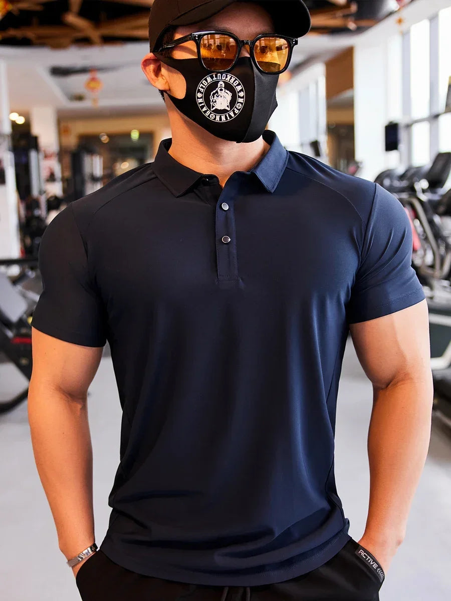 Men's Skinny Fit Sport Polo T-Shirt | Quick Dry Gym & Bodybuilding Tee