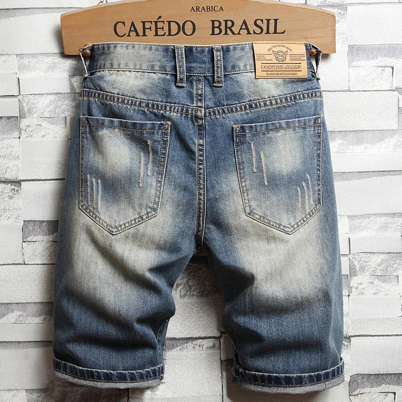 Men's Ripped Hole Denim Shorts