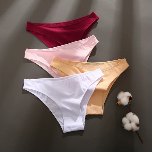 7Pcs/Set Women's Cotton Panties Plus Size Underwear - Low Waist Briefs Breathable Lingerie