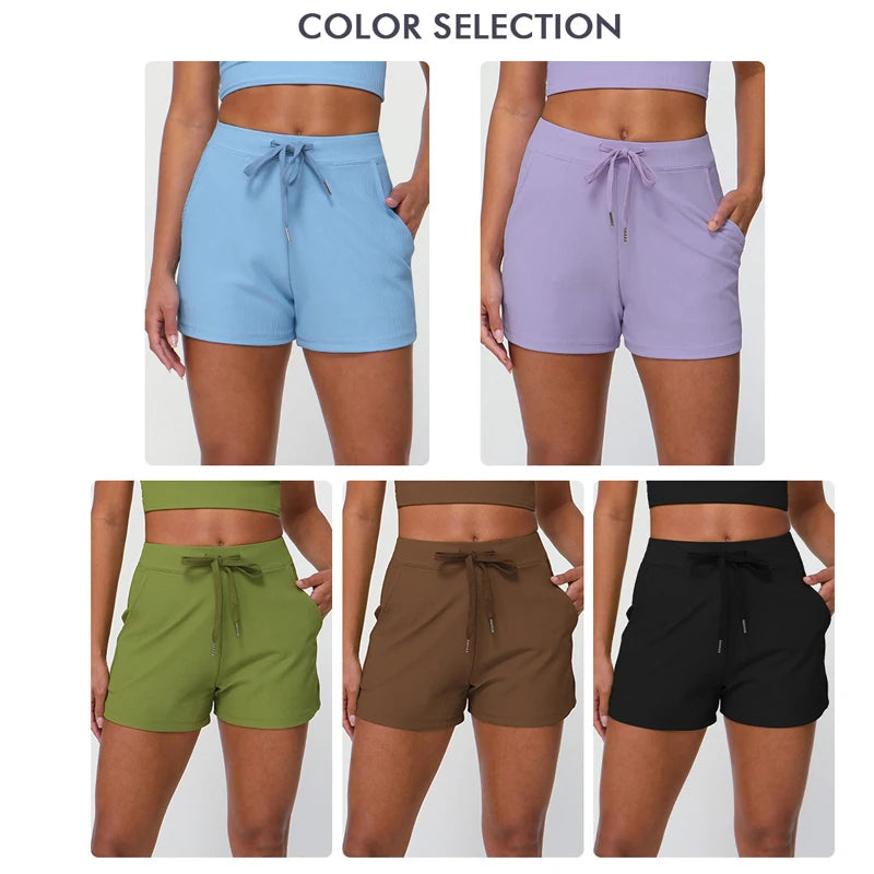 Women's Running High Waist Pocket Gym Shorts Breathable Quick Dry Workout  Shorts Sportswear