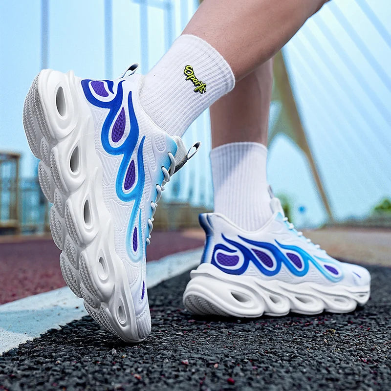 Men's Casual Sneakers Breathable Sports Light Running Tennis Sneaker Lace Up Platform Trainers Shoes