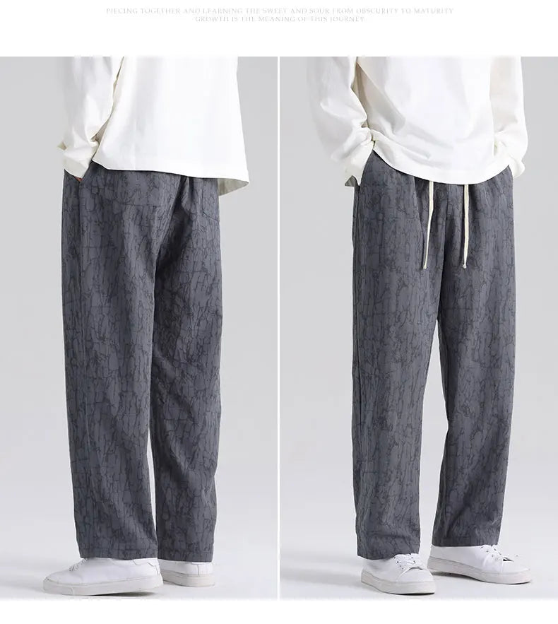 Men's Cotton Linen Harem Pants Straight Trousers