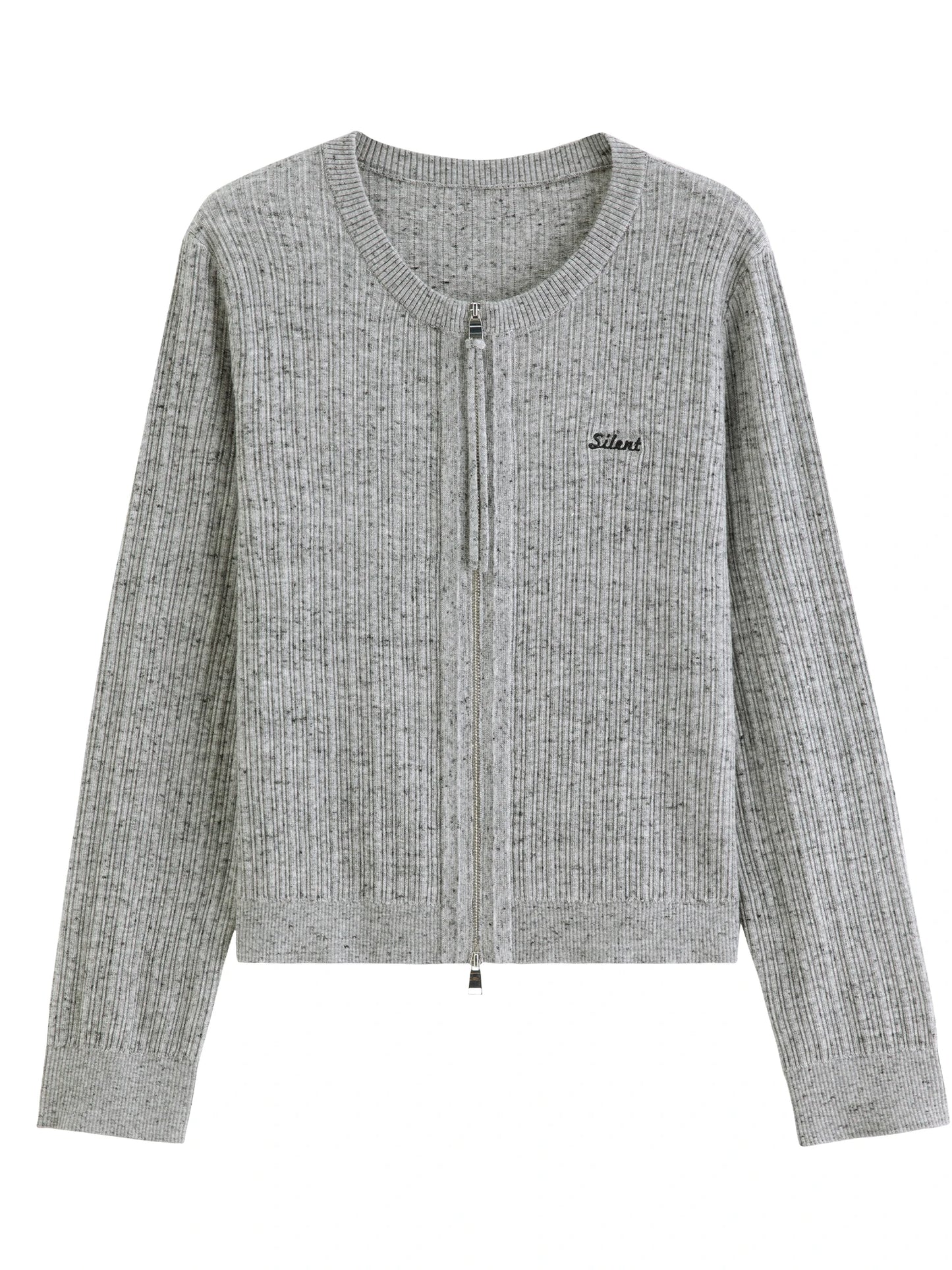 Women's Knitted Cardigan with Double Zipper