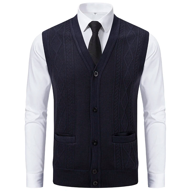 Men's Slim Fit Knit Vest - V-Neck Sleeveless Waistcoat Smart Casual