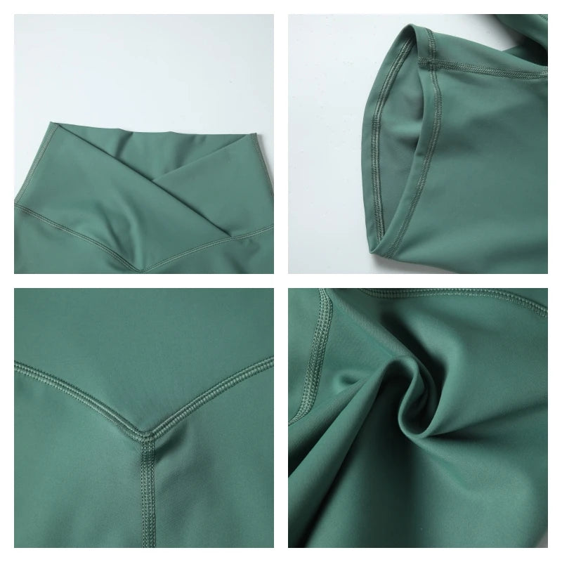 Cross Waist Gym Shorts - High Waist Breathable Cycling Yoga Shorts