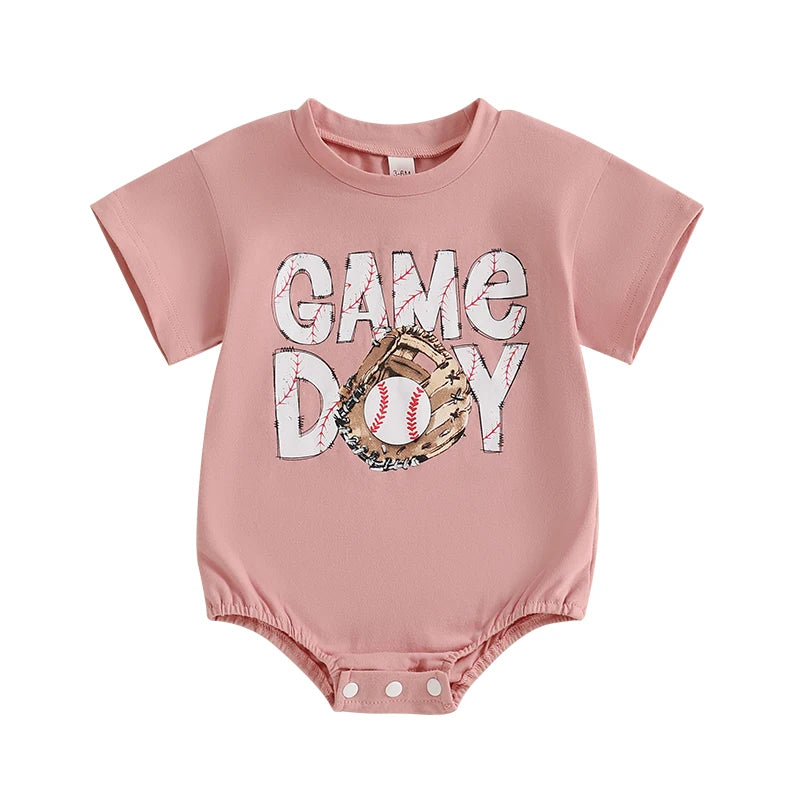 0-18M Baby Girls Boys Baseball Romper Letter Print Short Sleeve Bodysuit  Summer Babygrow