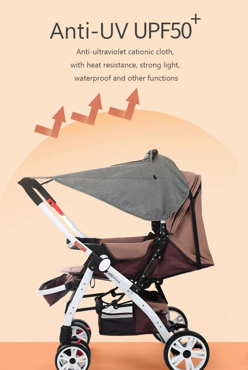 Universal Baby Stroller Sun Shade - UV UPF 50+ Waterproof Awning Protection