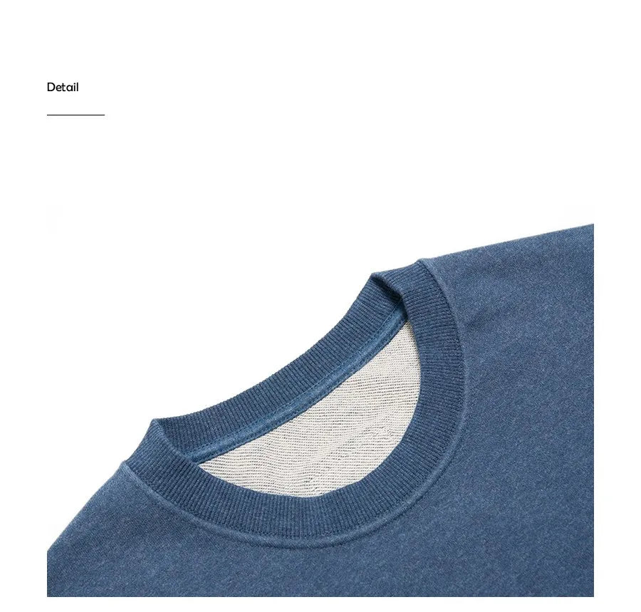 Men's Heavyweight Oversized Letter Embroidery Sweatshirt – 390g Cotton Pullover