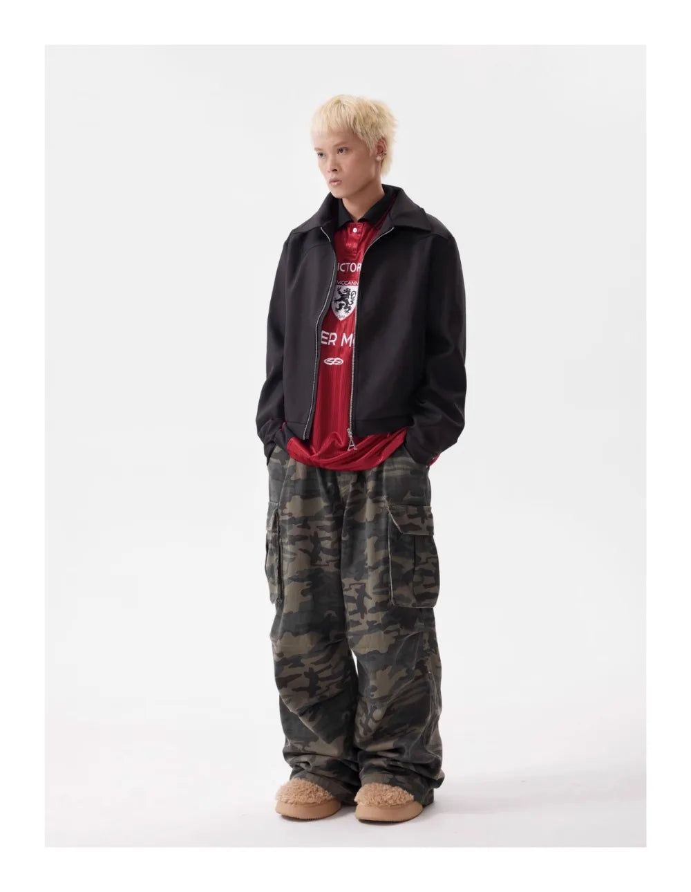 Men's Vintage Multi-pocket Pleated Camouflage Overalls Camo Colossus Baggy Pants