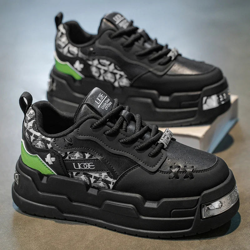 Men's Platform Sneakers - Metal Detail Vulcanized Sports Shoes