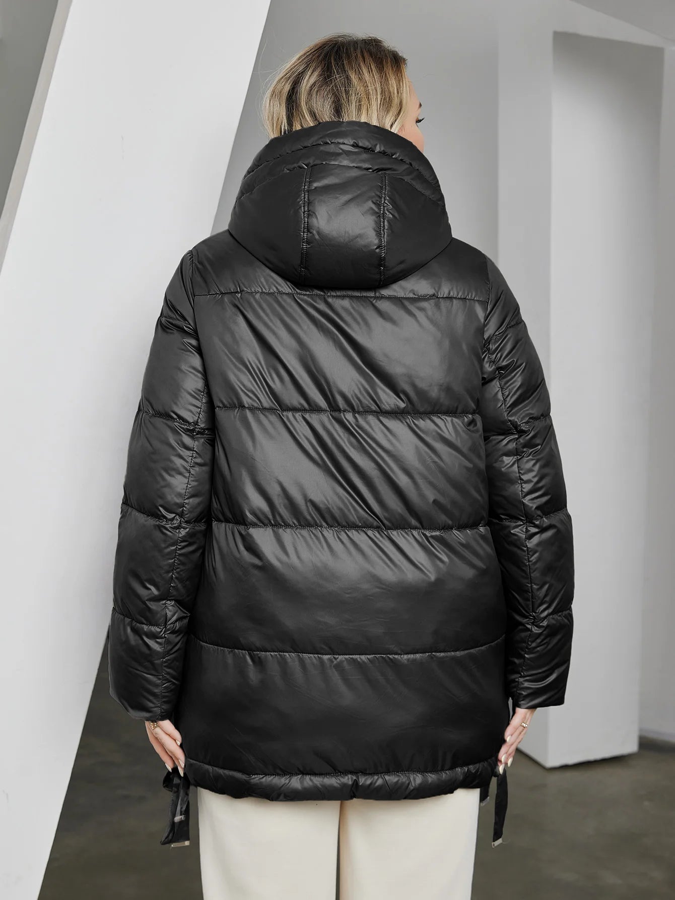 Women's Quilted Winter Parka - Plus Size Hooded Down Jacket