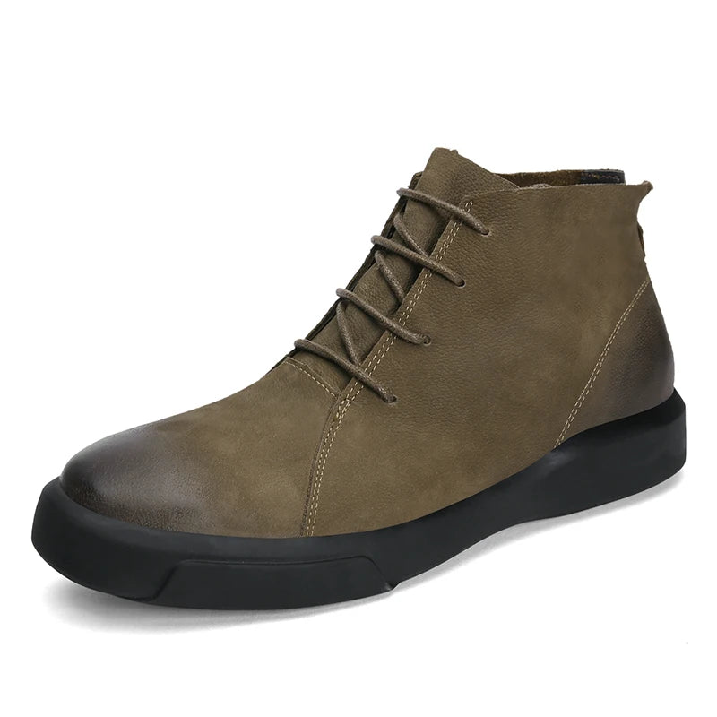 Men's Leather Ankle Boots - Lace-Up Work & Business Boots