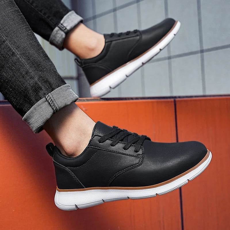 Men's Casual Leather Lace-up Flat British Comfortable Shoes