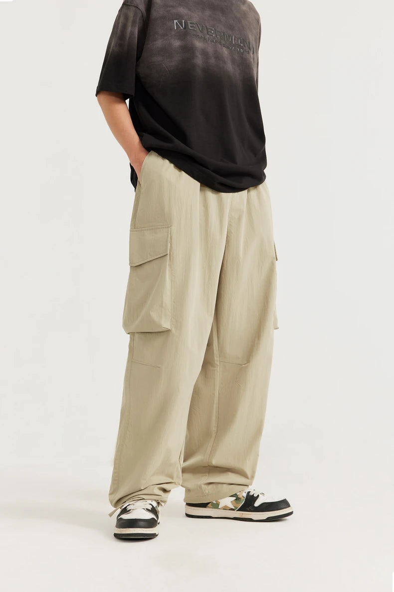 Men's Straight Leg Cargo Soft Touch Elastic Waist Casual Trousers