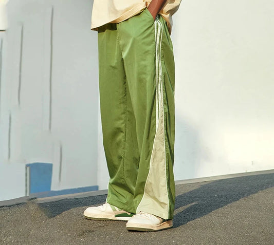 Men's Colour block Wide Leg Tracksuit Pants Trousers