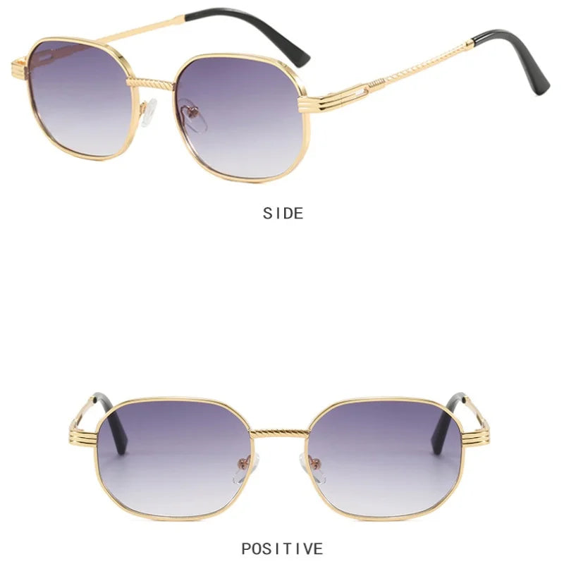 Elliptical Metal Small Frame Sunglasses UV400