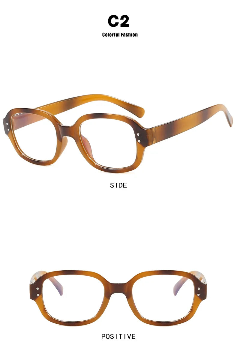 Retro Oval Glasses Frame - Modern Concave Design for Women