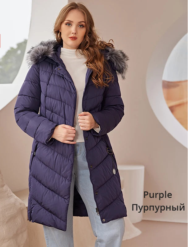 Winter Down Jacket with Fur Collar