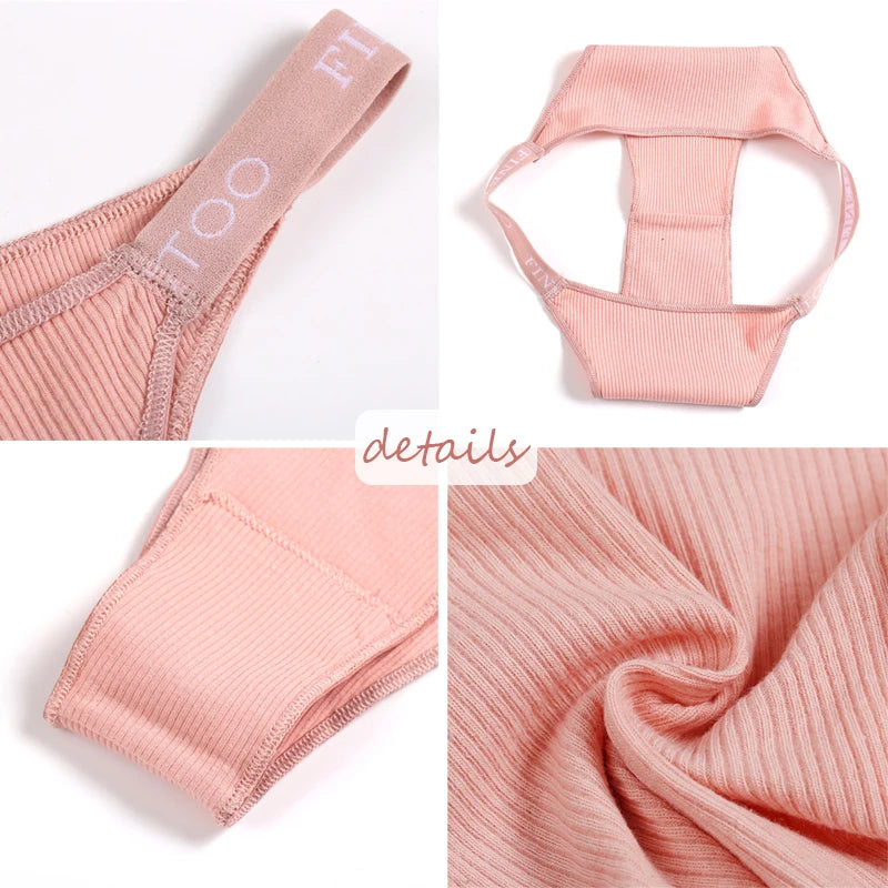 3Pcs Low-Rise Cotton Panties Bikini Underwear Letter Belt Underpants Comfortable Briefs Lingerie