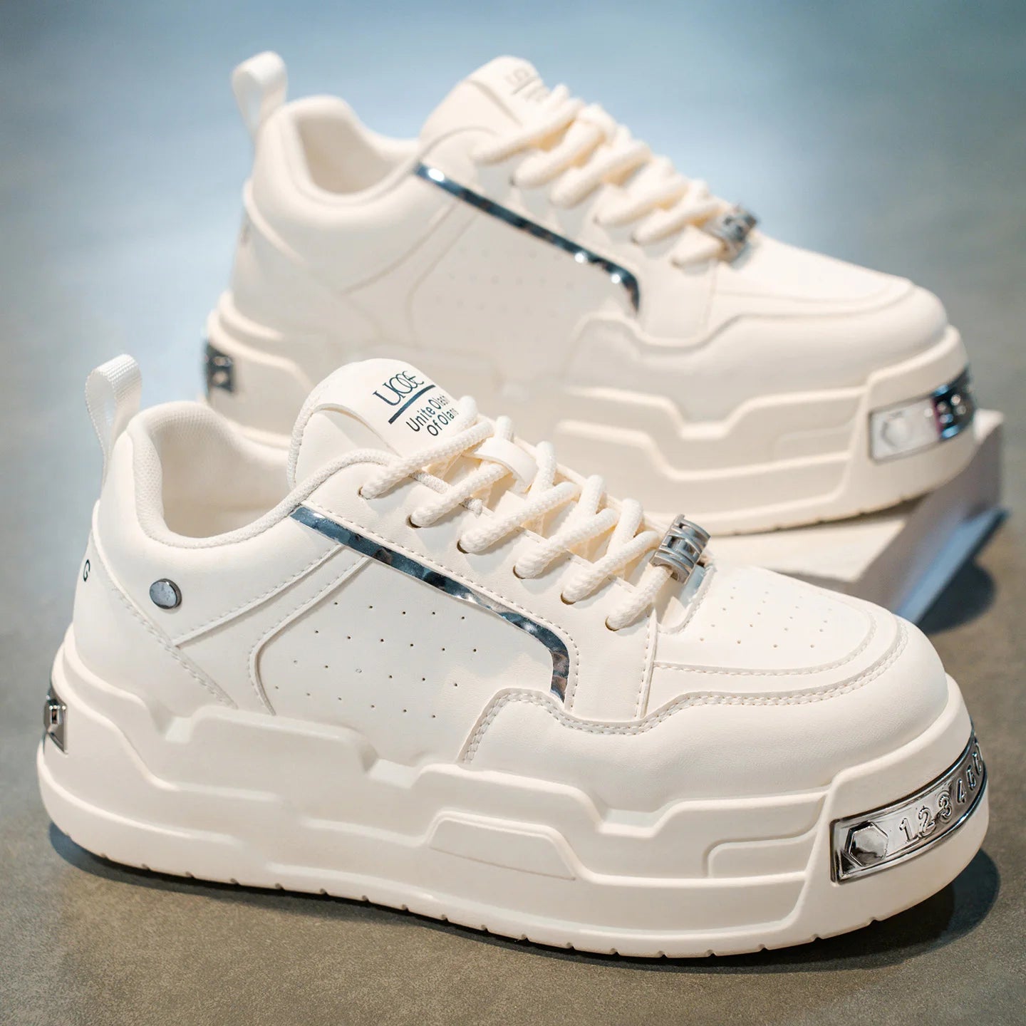 Men's Platform Sneakers - Metal Detail Sports Trainers