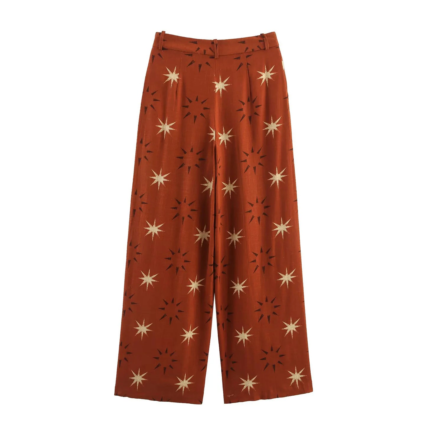 Women's Summer Printed Blended Top & Wide Leg Pants Set - Two Piece Outfit