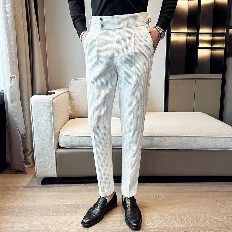 Men's High waist Smart Casual Solid Colour Formal Trousers