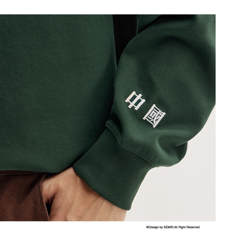 Heavyweight Round Neck Sweatshirt - Premium Solid Color Pullover for Daily Wear
