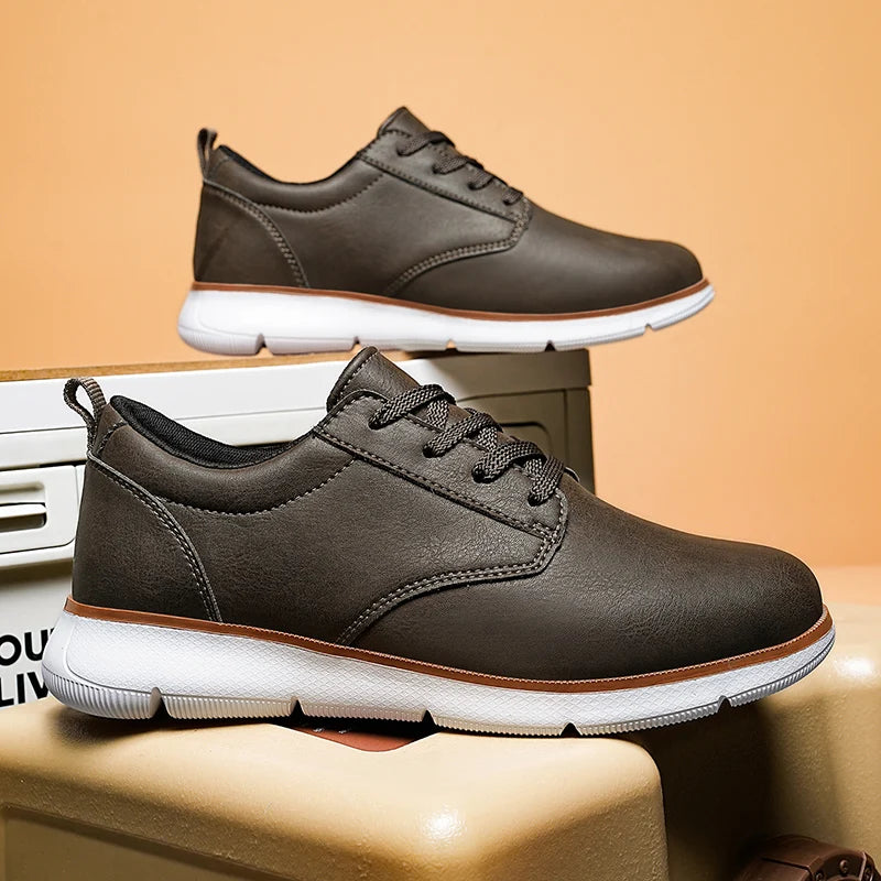 Men's Casual Leather Lace-up Flat British Comfortable Shoes