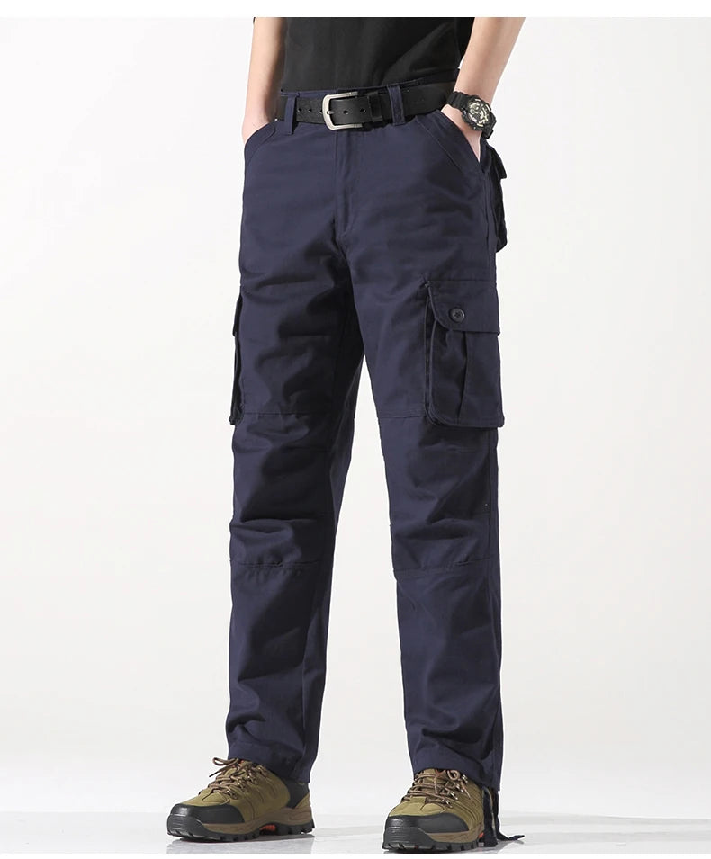 Spring Autumn Cotton Cargo Pants - Multiple Pockets Casual Trousers