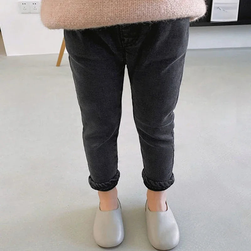 Baby Boy Girl Loose Jeans Style Casual Solid Colour Jeans Spring Autumn Children's Denim Pants