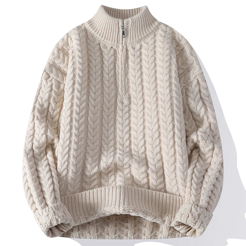 Men's Mock Neck Half-Zip Knit Sweater