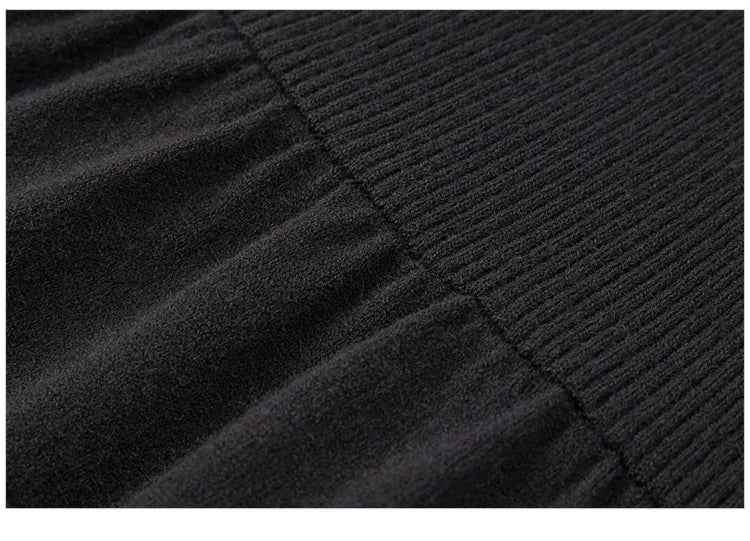 Women's Color Block Knit Dress - Square Neck French Style Slim Fit Winter 2025