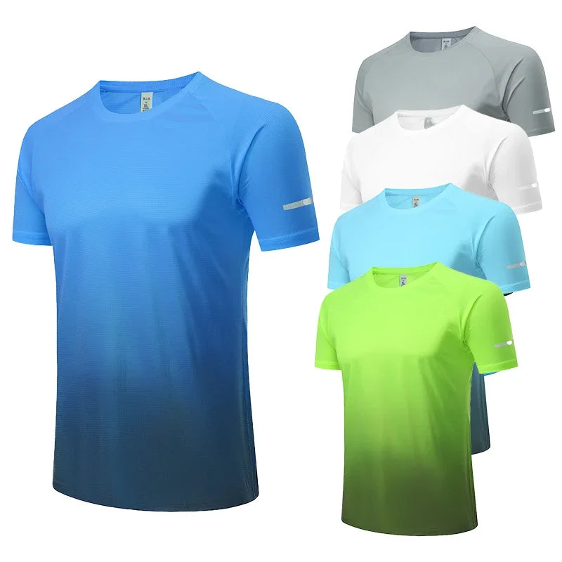 Men's Ice Silk Short Sleeve Running Exercise Sweatshirt Training  Sports T-Shirt
