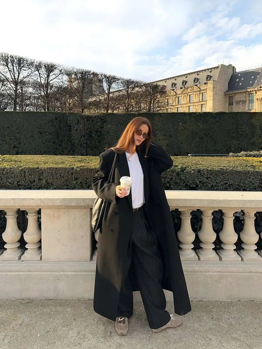 Vintage Striped Pleated Wide Leg Pants - High Waist Office Casual Trousers