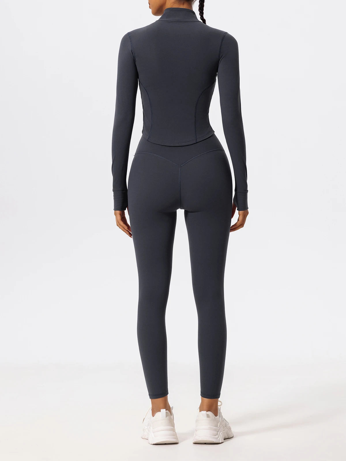 Ultra-Soft 2-Piece Gym Set - Long Sleeve Jacket & High Waist Leggings