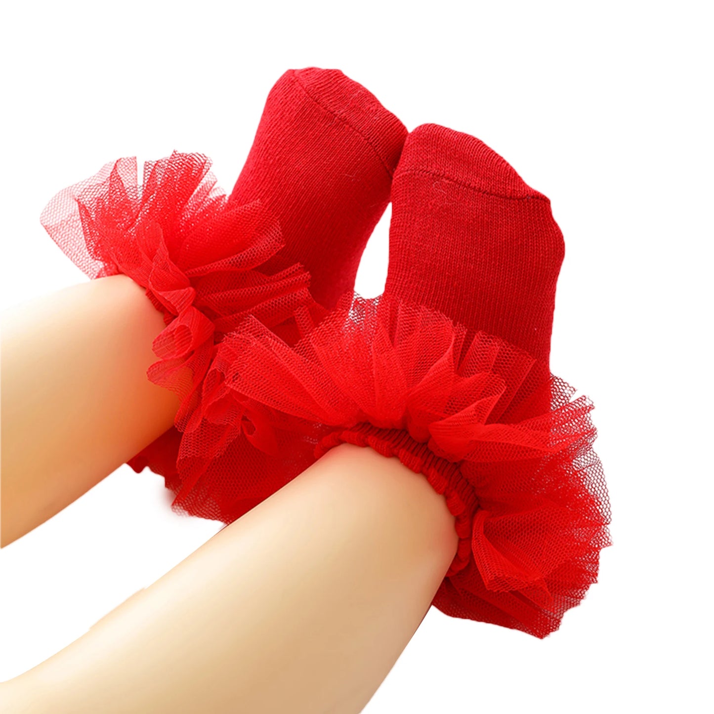 Newborn Baby Girls Princess Socks - Lace Mesh Combed Cotton Knitted Socks