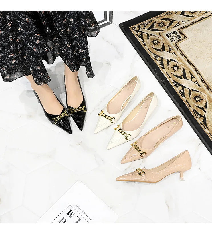 Patent Leather Stiletto Pumps - Professional Office Heels Available in 12 Colors