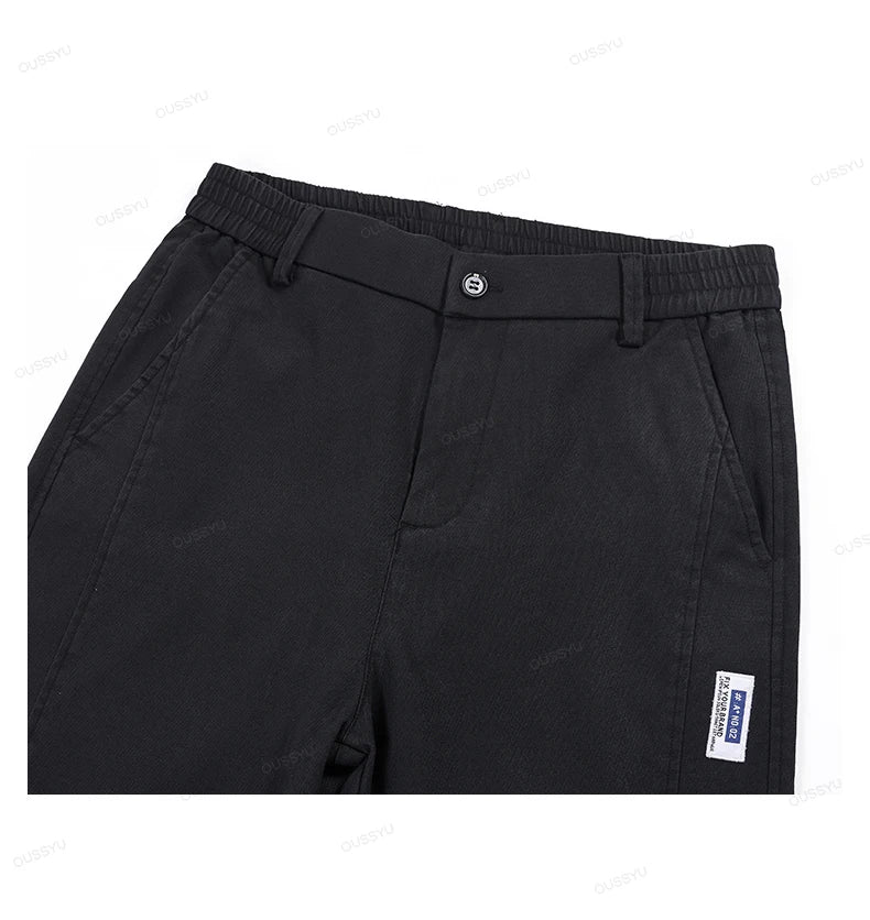 Men's Lyocell Blend Heavyweight Straight Leg Trousers | Elastic Waist M–5XL